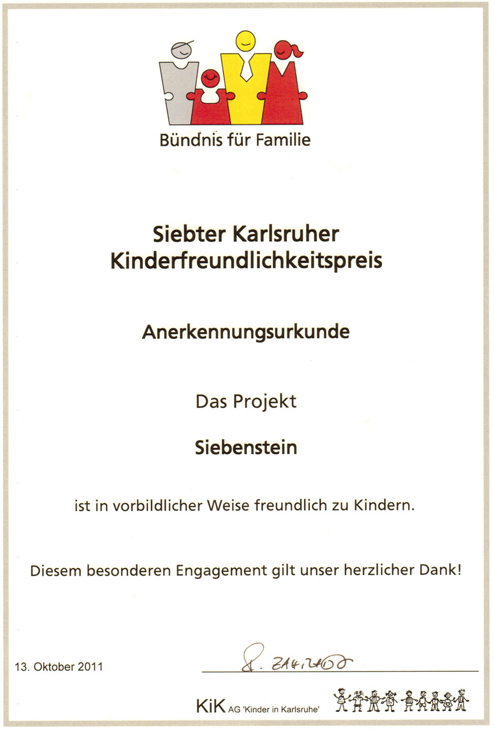 Siebter Karlsruher Kinderfreundlichkeitspreis